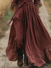 abordables Robes Bohémiennes-Femmes Robe Longue Maxi Robe Robe Décontractée Robe évasée Robe d&#039;été Robe bohème ancien Vacances Quotidien Fête Coupe régulière Léopard manche longue Col en V Fuchsia Été