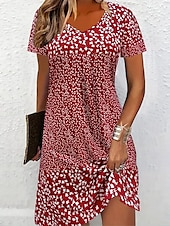 Χαμηλού Κόστους Floral φορέματα-Γυναικεία Μίνι φόρεμα Καθημερινό φόρεμα Κοντομάνικο φόρεμα Φόρεμα για τον ήλιο Φόρεμα ριχτό Διακοπές Καθημερινό Μπόχο Πάρτι Παραλία Προσαρμοσμένη Φόρμα Φλοράλ Γραφική Κοντομάνικο