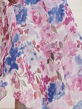 preiswerte Bodenlänge-Blumenkleid Mutter der Braut Kleid Elegant Vintage V-Ausschnitt Asymmetrisch Chiffon 3/4-Länge Ärmel mit Spitzenapplikationen Blumen Renntagskleid Hochzeitsgast Kleid