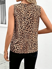 billige Kunst &amp; Design Tank Top-Dame Camisole Tank Top Grafisk Leopard Stilfull Fritid Ermeløs V-hals Vanlige topper Daglig Trykt mønster Rosa Brun Grå Sommer Vår