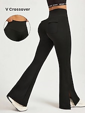 olcso Sima leggings-Női Leggings Haranguccás Nadrág Egyszínű Chino Vakáció Vintage Utca Stílus Hosszú Magas Derék Egyszínű Hasított Kényelmes Puha Kényelmes Rugalmas Kültéri Utca Fekete 1 Fekete 2 Fekete Nyár Slim Fit