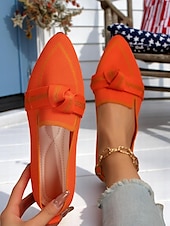 economico Ballerine da donna-scarpe basse in maglia patriottiche da donna – scarpe basse a punta con fiocco per il giorno dell&#039;indipendenza, picnic estivi e abbigliamento casual