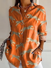 abordables Tops Graphiques pour Femmes-Femmes Chemise Chemise Bohème Chemisier Fleur Moderne Boho manche longue Col de chemise Hauts Réguliers Quotidien Fête Imprimé Vert Claire Rose Claire Bleu Orange Vert Été