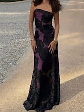 cheap Elegant Floral Dresses-Women&#039;s Long Dress Maxi Dress Casual Dress Floral Dress Fashion Elegant Dress Outdoor Party Holiday Regular Fit Flower Sleeveless Spaghetti Strap Black Blue Purple Summer