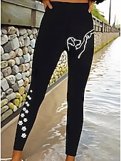 tanie Drukowanie zwierząt-Damskie Getry Urlop Moda Styl etniczny Pełna długość Wysoka talia Graficzny Psy Abstrakcja Drukowanie Oddychający Miękka Elastyczny Urlop Codzienny Wyjściowe Czarny Lato Wiosna Regularny