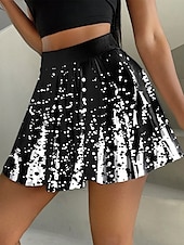 voordelige Grafische rokken-Dames Rok Modieus Casual Mini Hoge taille Rokken Grafisch Geometrisch Abstract Rekbaar Dagelijks Amethist Wit blauw Groen Zomer Polyester