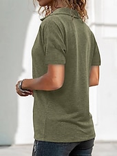 abordables T-shirt uni-Femmes T-shirt Uni Mode Moderne Occasionnel Manche Courte Col de chemise Hauts Réguliers Quotidien Week-end Fermeture éclair Noir Vert Véronèse Rouge Bleu Gris Été