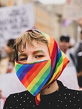 abordables Accesorios para el cabello de mujer-Bufanda unisex con estampado de arcoíris y paisley: un accesorio LGBTQ+ colorido para festivales, desfiles y uso diario.