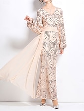 preiswerte Bodenlänge-A-Linie Brautmutterkleid Elegant Party V Ausschnitt Bodenlang Polyester Langarm mit Paillette 2025