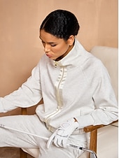 cheap Sweatshirt &amp; Outerwear-Women&#039;s Golf Jacket Dark Grey Black White Long Sleeve Top Ladies Golf Attire Clothes Outfits Wear Apparel