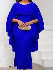abordables Longueur du plancher-Robe Mère de la Mariée Robe Élégante Col Rond Longueur de Sol Chiffon Manches 3/4 avec Sequins