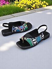 economico Sandali Eleganti-sandali da donna con cinturino posteriore aperto in arancione e nero - scarpe comode, comode e comode per appuntamenti estivi quotidiani e uscite del fine settimana