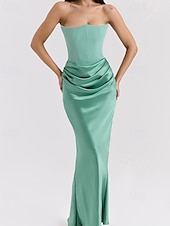 abordables Robes de Diplôme-Femmes Robe Longue Maxi Robe Robe Blanche Robe de remise des diplômes Robe de Bal Robe de Soirée Élégant Mode Soirée Occasion Spéciale Coupe régulière Uni Sans manches Sans bretelles Noir Blanche
