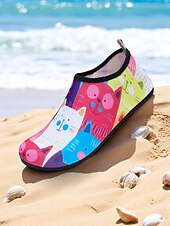 お買い得  レディーススニーカー-女性用カラフルな漫画猫ウォーターシューズ - ビーチ、水泳、プール、ヨガ用の軽量アクアソックス