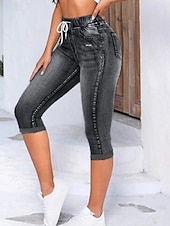 tanie Niebieski druk 3D-Legginsy damskie Capri 3D z nadrukiem wakacyjne casualowe rajstopy długość na łydkę wysoko w pasie jednolity kolor wysoki krój komfortowe oddychające szybko schnące elastyczne na zewnątrz uliczne