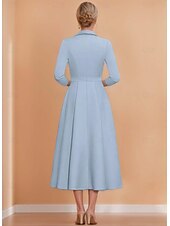 baratos Comprimento do chão-vestido blazer linha a mãe da noiva vestido crepe elegante simples lapela decote comprimento chá cetim manga 3/4 com cor sólida 2025