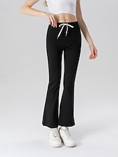 abordables Pantalon de survêtement pour femme-Femmes Taille EU / US Pantalon à pattes d&#039;éléphant Décontracté Quotidien Confort Longueur complète Taille Moyenne Couleur Unie Doux Confortable Micro-Élastique Yoga Sports Frêne Noir 1 # Printemps