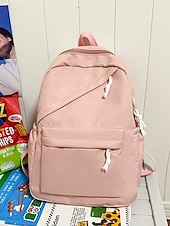 abordables Sacs à dos de Collège-Sac à dos d&#039;école unisexe en nylon de couleur unie avec design multi-poches - sac à dos léger et minimaliste pour adolescents et étudiants