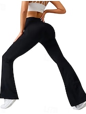 abordables Leggings lisos-Mujer Talla EU / US Delgado Pantalones acampanados Leggings cómodos Body Ejercicio Longitud total Alta cintura Color sólido Deportes Elástico Yoga Deportes Ceniza Negro 1 # Café Primavera, Otoño