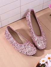 baratos Sapatilhas de mulher-sapatilhas femininas bege com lantejoulas - sapatilhas confortáveis e chiques para encontros diários e passeios casuais