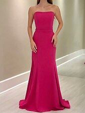 cheap PINK-2-in-1 Cape Dress Hot Pink Mermaid / Trumpet Evening Gown Elegant Dress Formal Semi Formal Wedding Floor Length Sleeveless MocK Neck with Stretch Crepe