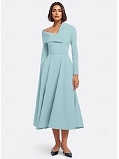 cheap Cocktail Dresses-A-Line Cocktail Dresses Formal Wedding Guest Ankle Length Long Sleeve One Shoulder Pink Dress Stretch Crepe with Shawl 2025