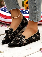 economico Ballerine da donna-scarpe basse in maglia patriottiche da donna – scarpe basse a punta con fiocco per il giorno dell&#039;indipendenza, picnic estivi e abbigliamento casual