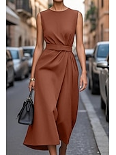 ieftine Rochie neagră casual-Pentru femei Rochii Midi Rochie casual Rochie Tip Maieu Rochie de vară Modă Modern Zilnic Dată Sfârșit de săptămână Fit regulat Culoare pură Fără manșon Stil Nautic Negru Mov Fucsia Maro Vară