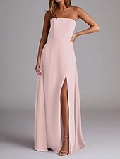 economico Abiti da damigella-Abito da damigella a trapezio, scollo a V, maniche lunghe, elegante, strascico a ruota in chiffon con pieghe e volant 2025