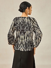 preiswerte Elegante Oberteile-Damen Hemd Bluse Abstrakt Marmor Vintage Mode Lässig Langarm V Ausschnitt Normale Oberteile Arbeit Lässig Ferien Knöpfe Druck Schwarz Frühling &amp; Herbst