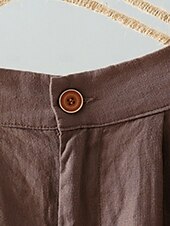 economico Pantaloni in lino e cotone semplici-Shorts da Donna Colore Unito Chinos Base Casual Lunghezza Ginocchio Vita Alta Semplice Tasca Comfort Micro-elastico Quotidiano Grigio Beige Caffè Estate Vestibilità Normale