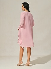 levne Sady šatů-Dámské Šaty ke kolenům Krajkové šaty Elegantní Koktejlový večírek Běžný Pevná barva Krátký rukáv Tričkový Růžová růžová Léto Jaro