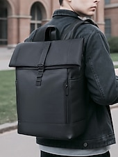 cheap College Backpacks-Men's Waterproof Roll-Top Backpack with Multiple Pockets and Large Capacity - Minimalist Style Laptop Bag for Work, Travel or College