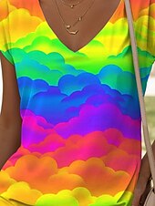 cheap Stripe&amp;Geometric Tank Top-LGBT Pride Parade Pride Raindow Women&#039;s Camisole Tank Top Graphic Geometric Vintage Stylish Casual Sleeveless V Neck Regular Tops Daily Vacation Wear Print Blue Purple Orange Summer Spring