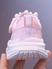 billige Sneakers til kvinner-Rosa Mary Jane-sneakers i netting med perlemorrem til jenter – pustende, lette sportssandaler til skolestart, for lekeplass og hverdagsbruk