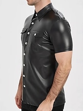 baratos Tops-Blusa / Camisa Policial Com Brilho Metálico Drag &amp; Glam Adulto Homens Dia Das Bruxas Carnaval Boate Parada do Orgulho Mês do Orgulho Vestir-se
