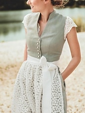 voordelige Dirndl-Oktoberfest Jurken Dirndl Trachtenkleider hulp in de huishouding Bavarian Duits Weiden Dames Doek in traditionele stijl Kleding Schort Zonder blouse