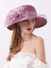 abordables Chapeaux pour femmes-Chapeau de paille élégant à large bord pour femme avec des accents de ruban et de perles, parfait pour les fêtes de jardin d&#039;été, les événements en plein air et les mariages