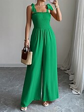 preiswerte Lässige / Tageshochzeit-Overalls Bodenlang Quinceanera-Kleider Elegant Ärmellos Spaghettiträger Abschlussball Abendgesellschaft Polyester Rückenfrei mit Gerafft