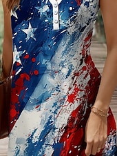 abordables Robe du Jour de l&#039;Indépendance-Robe mini patriote robe de plage robe d&#039;été décontractée vacances ajustement régulier graphique drapeau sans manches col en V bleu été printemps