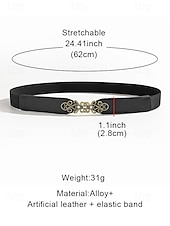 cheap Women&#039;s Belt-Women&#039;s Vintage Elastic Waist Belt with Bronze Scroll Buckle – Faux Leather Cinch Belt for Dresses and Blouses, Elegant Style for Daily Wear and Formal Occasions
