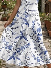 preiswerte Blumenkleider-Damen Maxikleid A Linie Kleid Sommerkleid Unterkleid Elegant Urlaub Lässig Normale Passform Blumen Grafik Ärmellos V Ausschnitt Spaghettiträger Gelb Rote Blau Purpur Sommer Frühling