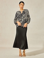preiswerte Elegante Oberteile-Damen Hemd Bluse Abstrakt Marmor Vintage Mode Lässig Langarm V Ausschnitt Normale Oberteile Arbeit Lässig Ferien Knöpfe Druck Schwarz Frühling &amp; Herbst