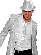 abordables Cravates et nœuds papillon pour hommes-Cravate de soirée à paillettes pour homme – cravate réglable en satin scintillant pour bal, danse, représentation sur scène, discothèque et événements costumés