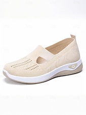 tanie Trampki damskie-Damskie Adidasy Komfortowe buty Na zewnątrz Codzienny Podróże Klin Okrągły palec u nogi Codzienny Wygoda Minimalizm Dzianina Mokasyny Ciemnoszary Czarny Ciemnofioletowy