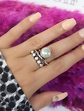 cheap Women&#039;s Rings-Women&#039;s Vintage Pearl Ring - Bohemian Style, Perfect for Casual and Beach Wear