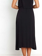 abordables Jupes unies-Femmes Jupe Basique Occasionnel Midi Taille Basse Jupes Uni Froncé Micro-Élastique Vacances Rue Noir Blanche Vert Menthe Vert Été Coton