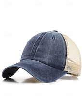 Herr vintage truckerkeps med meshrygg – justerbar basebollkeps i tvättad bomull för utomhussport, resor och vardagskläder billiga Herrhattar-Herr vintage truckerkeps med meshrygg – justerbar basebollkeps i tvättad bomull för utomhussport, resor och vardagskläder