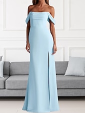 economico Abiti da damigella-Abito da Damigella A-Line Collo a V Manica Lunga Elegante Treno di Spazzata  Strascico Chiffon con Pieghe  Volant