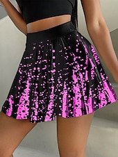 voordelige Grafische rokken-Dames Rok Modieus Casual Mini Hoge taille Rokken Grafisch Geometrisch Abstract Rekbaar Dagelijks Amethist Wit blauw Groen Zomer Polyester
